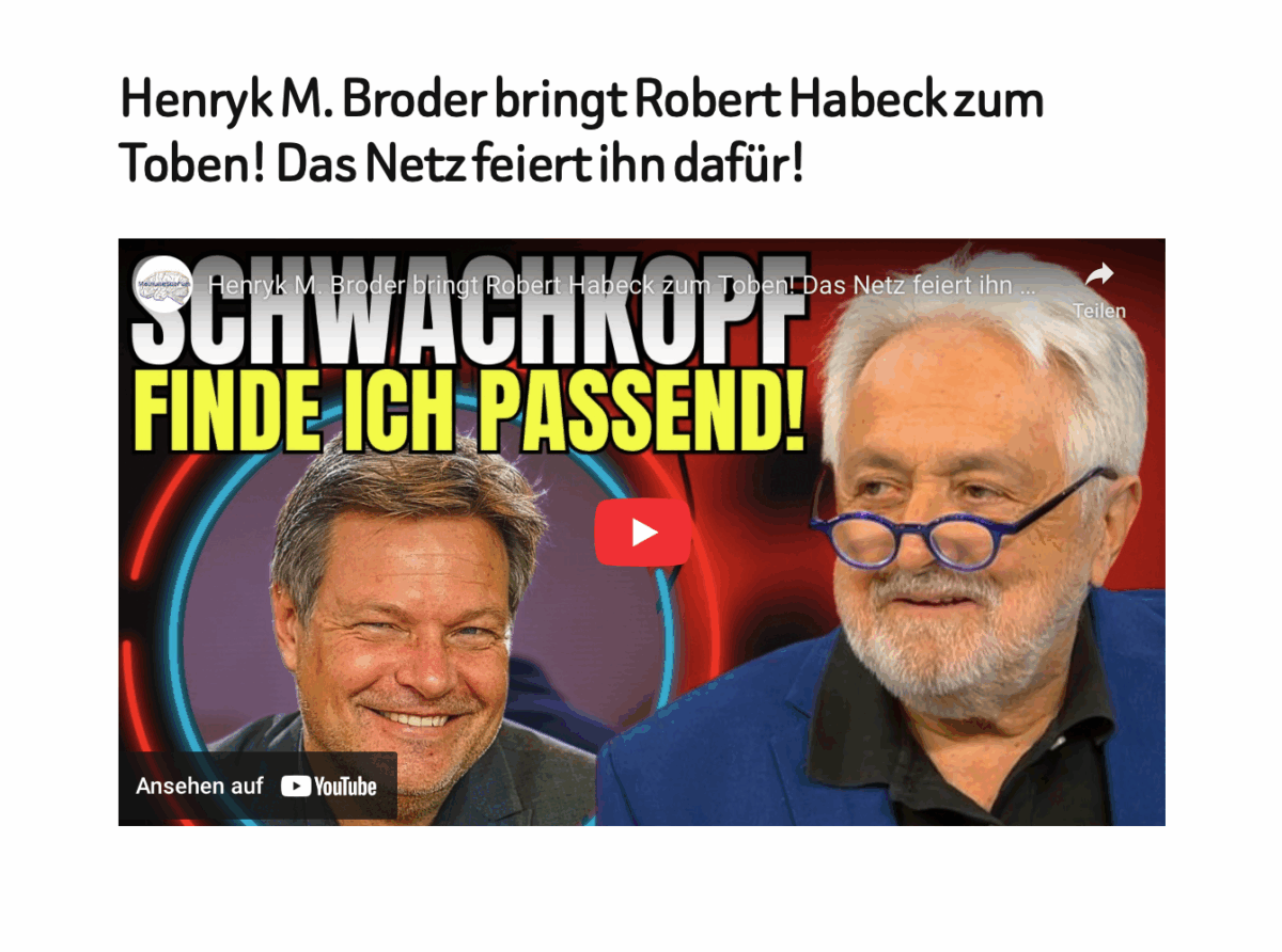 Henryk M. Broder bringt Robert Habeck zum Toben! Das Netz feiert ihn dafür!