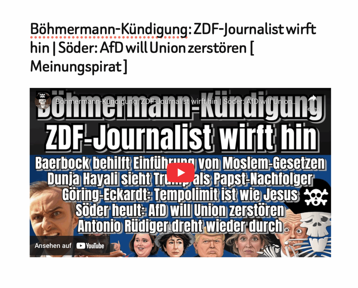 Böhmermann-Kündigung: ZDF-Journalist wirft hin | Söder: AfD will Union zerstören [ Meinungspirat ]