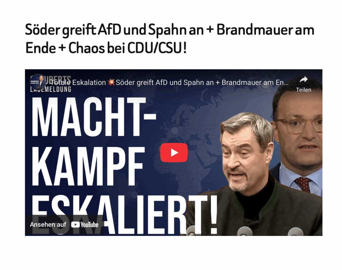 Söder greift AfD und Spahn an + Brandmauer am Ende + Chaos bei CDU/CSU!