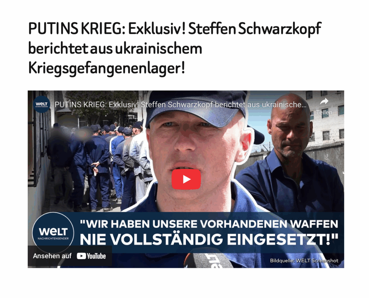 PUTINS KRIEG: Exklusiv! Steffen Schwarzkopf berichtet aus ukrainischem Kriegsgefangenenlager!