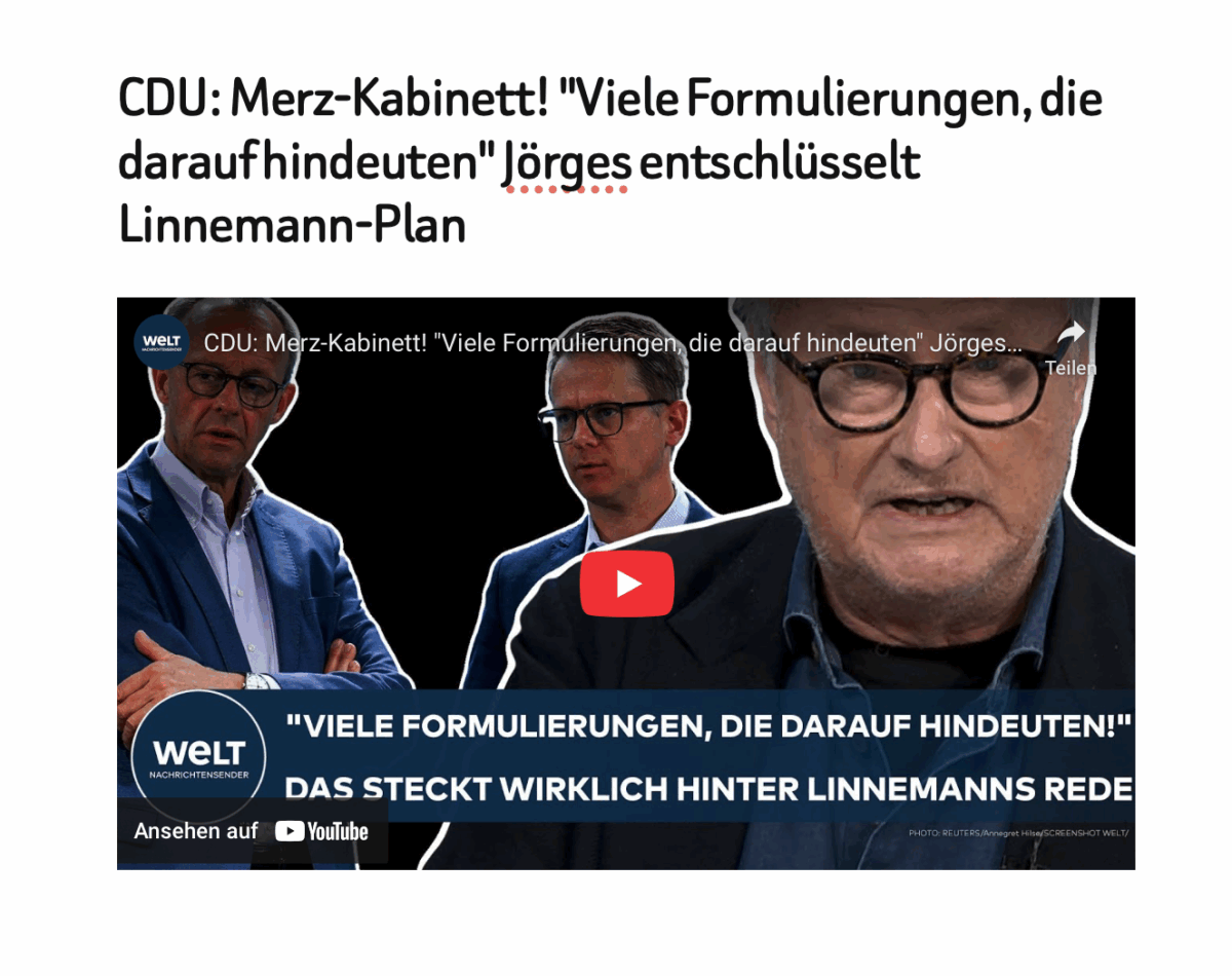 CDU: Merz-Kabinett! „Viele Formulierungen, die darauf hindeuten“ Jörges entschlüsselt Linnemann-Plan