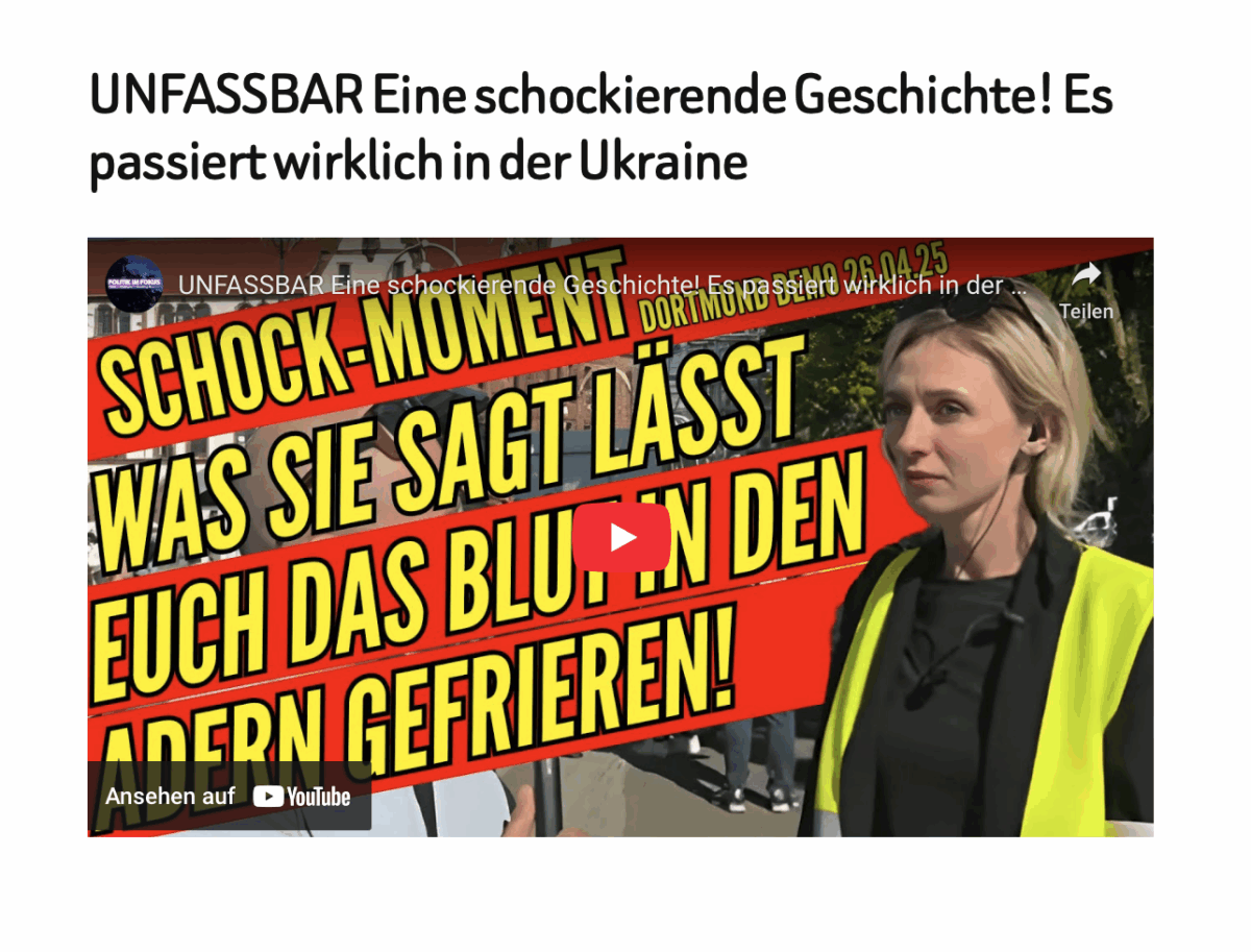 UNFASSBAR Eine schockierende Geschichte! Es passiert wirklich in der Ukraine