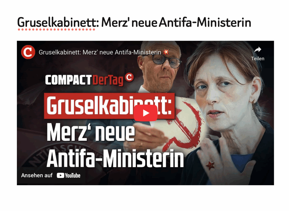 Gruselkabinett: Merz‘ neue Antifa-Ministerin