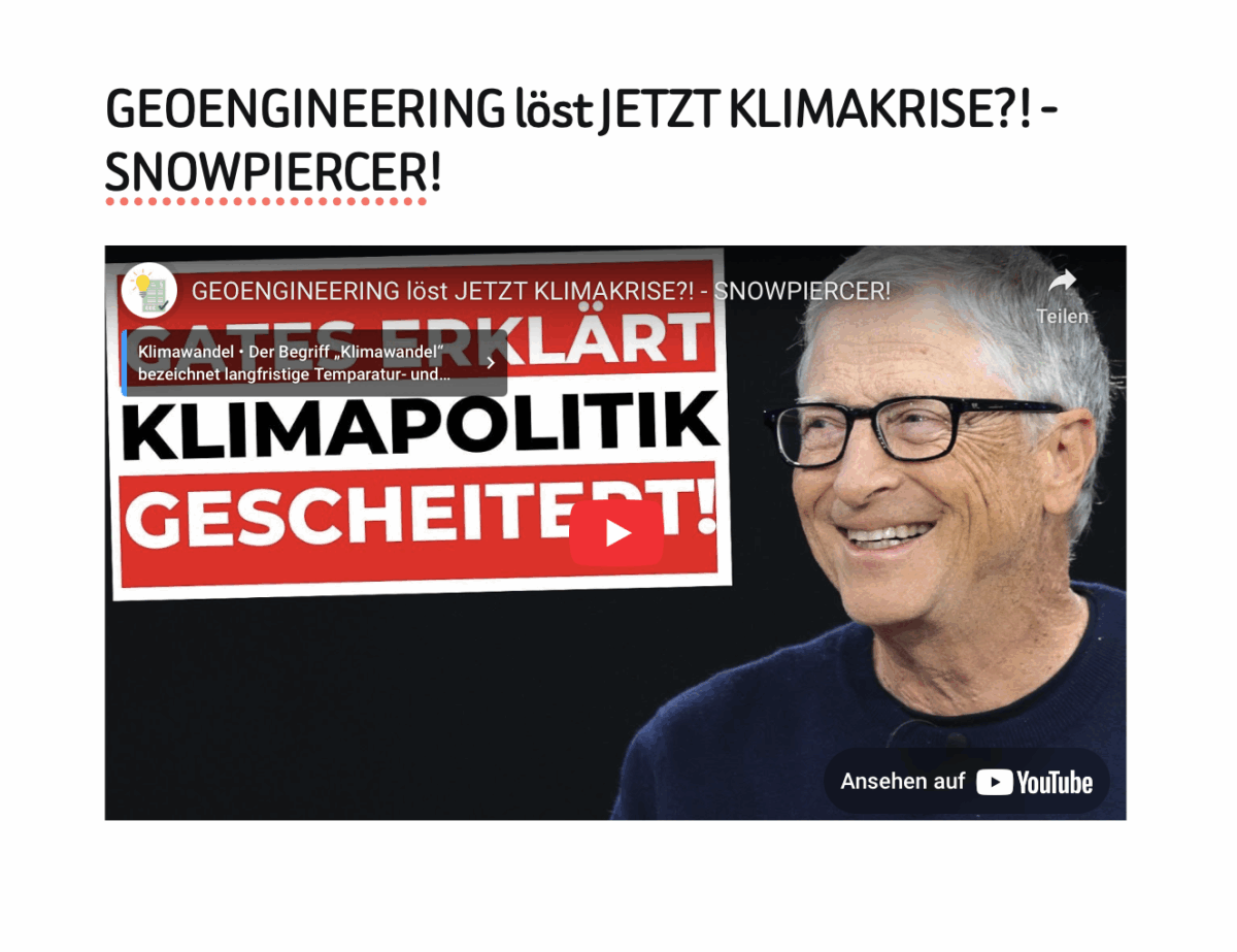 GEOENGINEERING löst JETZT KLIMAKRISE?! – SNOWPIERCER!