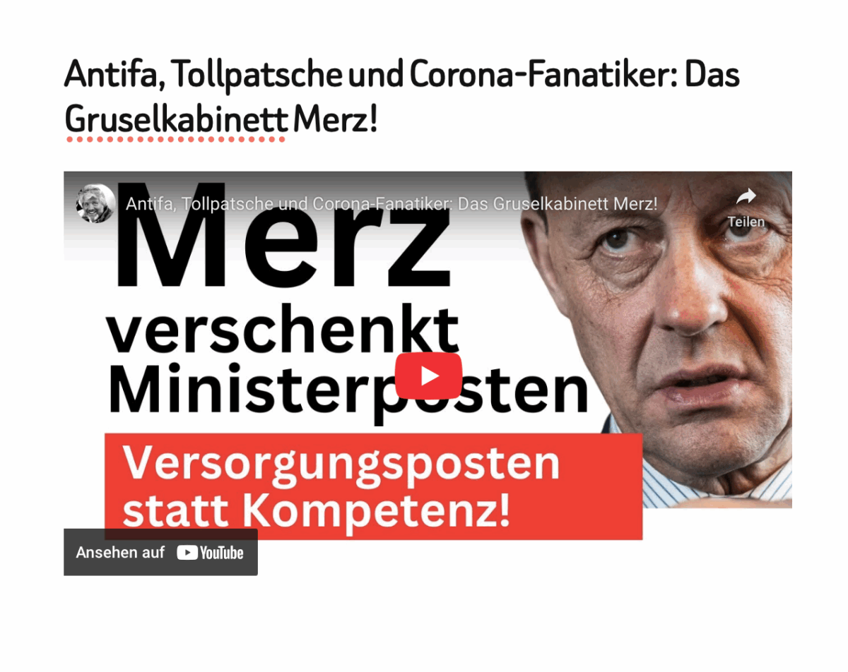 Antifa, Tollpatsche und Corona-Fanatiker: Das Gruselkabinett Merz!