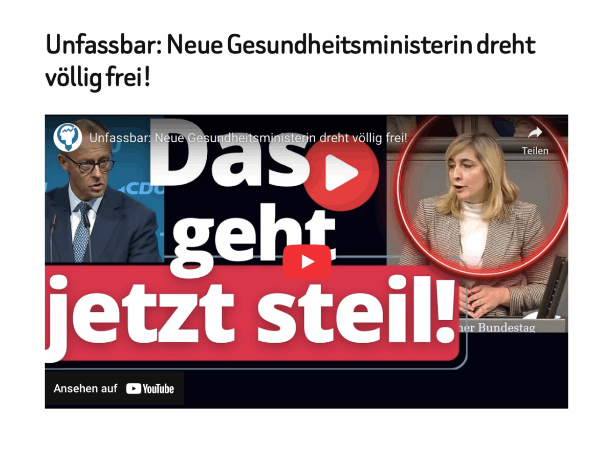 Unfassbar: Neue Gesundheitsministerin dreht völlig frei!