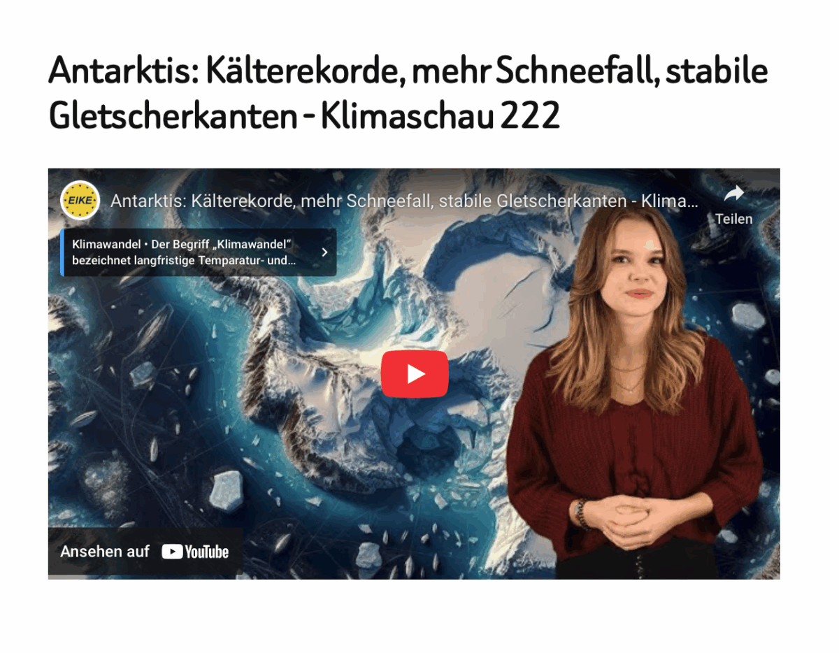 Antarktis: Kälterekorde, mehr Schneefall, stabile Gletscherkanten – Klimaschau 222
