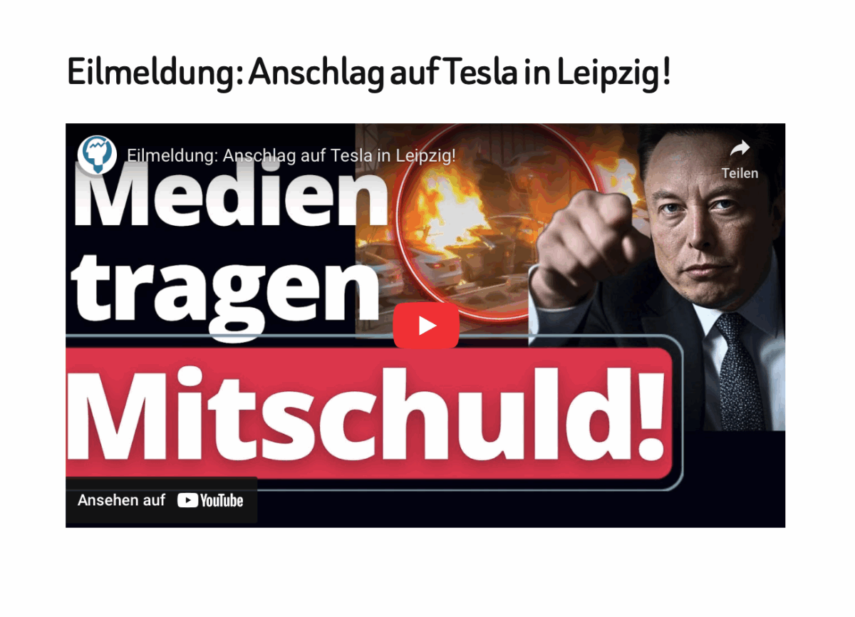 Eilmeldung: Anschlag auf Tesla in Leipzig!