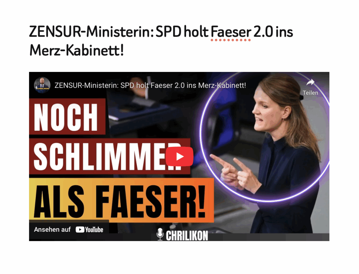 ZENSUR-Ministerin: SPD holt Faeser 2.0 ins Merz-Kabinett!