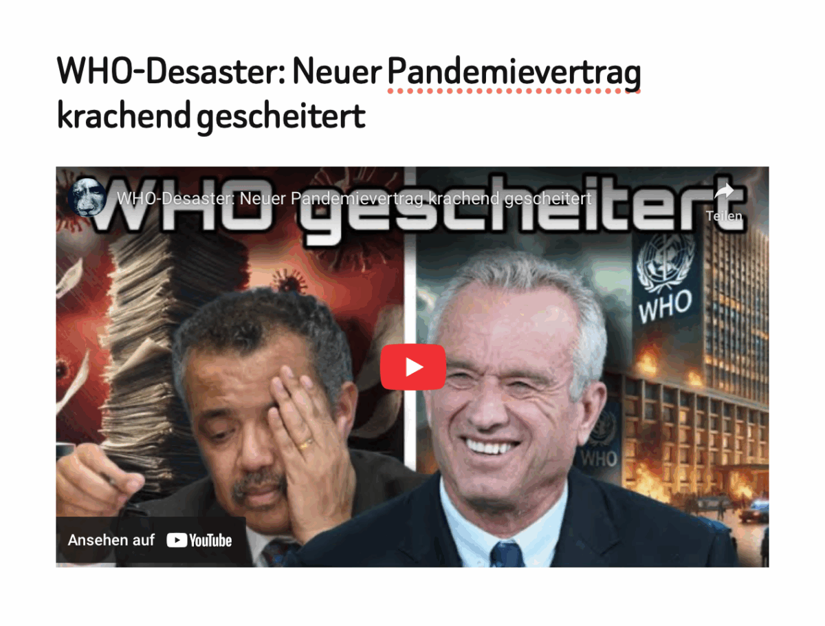 WHO-Desaster: Neuer Pandemievertrag krachend gescheitert