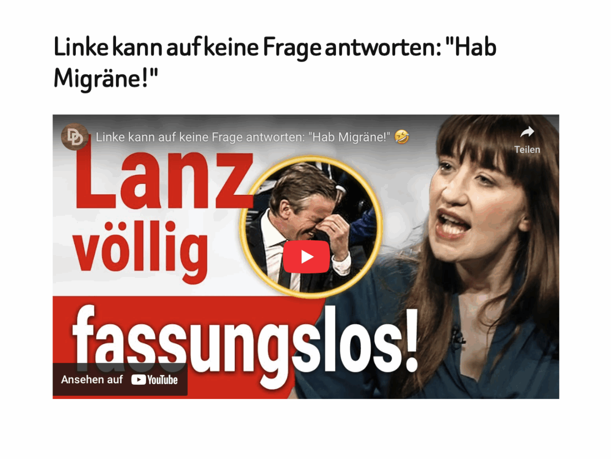 Linke kann auf keine Frage antworten: „Hab Migräne!“ 