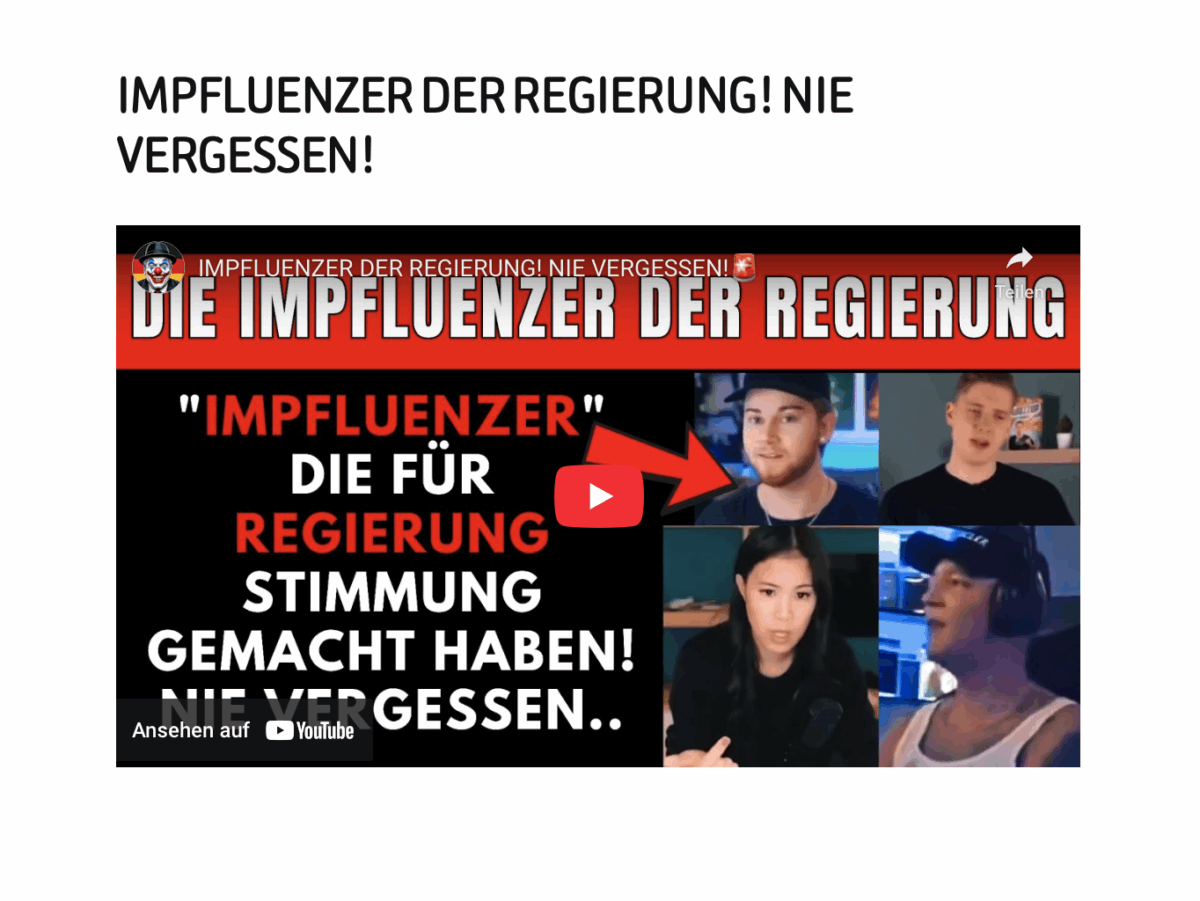 IMPFLUENZER DER REGIERUNG! NIE VERGESSEN!