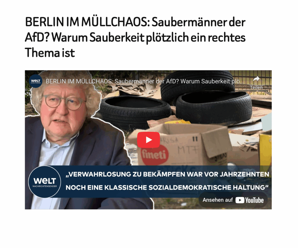 BERLIN IM MÜLLCHAOS: Saubermänner der AfD? Warum Sauberkeit plötzlich ein rechtes Thema ist