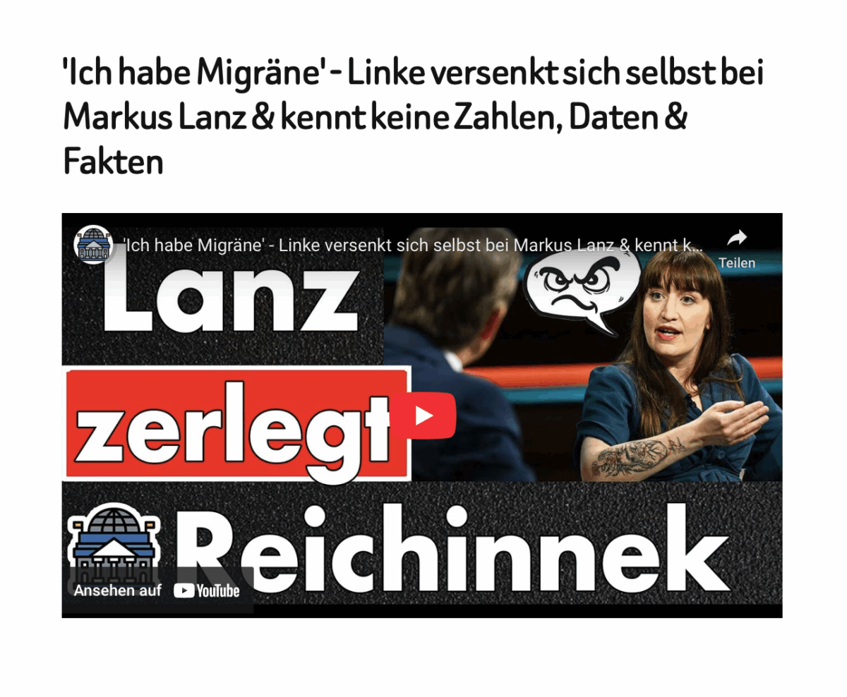 ‚Ich habe Migräne‘ – Linke versenkt sich selbst bei Markus Lanz & kennt keine Zahlen, Daten & Fakten