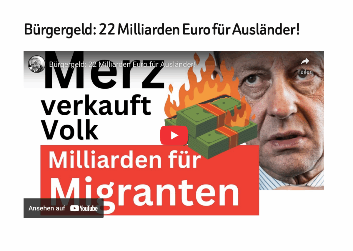 Bürgergeld: 22 Milliarden Euro für Ausländer!