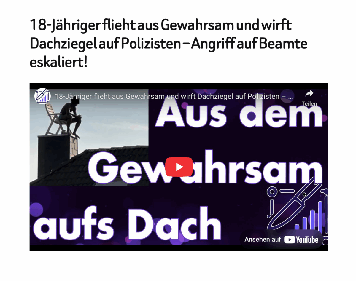 18-Jähriger flieht aus Gewahrsam und wirft Dachziegel auf Polizisten – Angriff auf Beamte eskaliert!