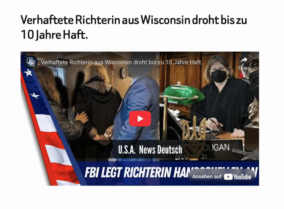 Verhaftete Richterin aus Wisconsin droht bis zu 10 Jahre Haft.