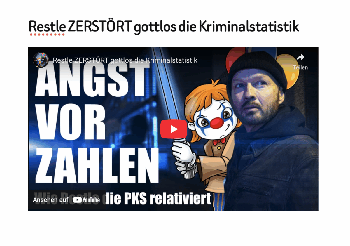 Restle ZERSTÖRT gottlos die Kriminalstatistik