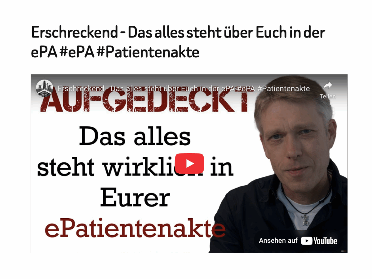 Erschreckend – Das alles steht über Euch in der ePA #ePA #Patientenakte