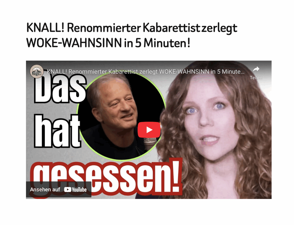 KNALL! Renommierter Kabarettist zerlegt WOKE-WAHNSINN in 5 Minuten!