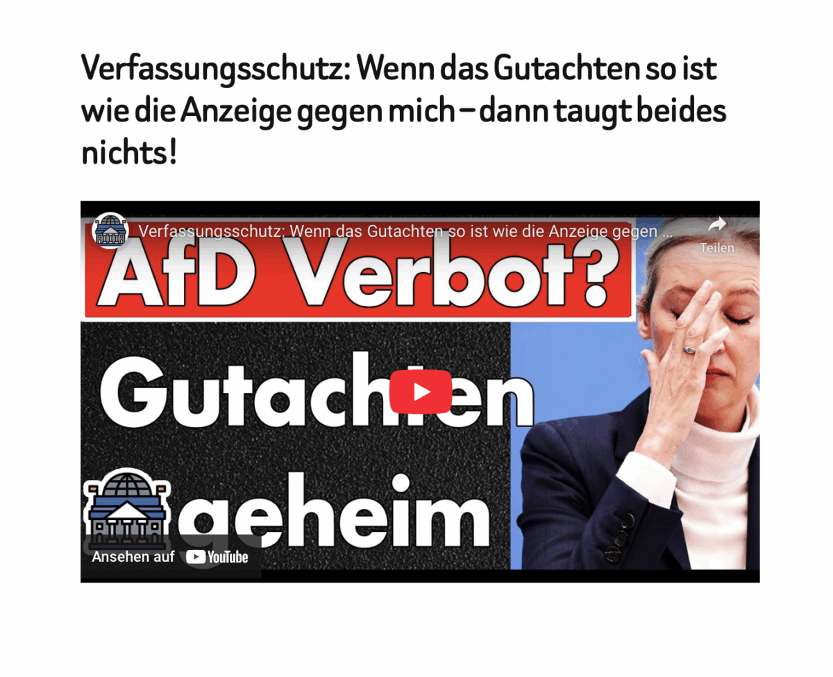 Verfassungsschutz: Wenn das Gutachten so ist wie die Anzeige gegen mich – dann taugt beides nichts!
