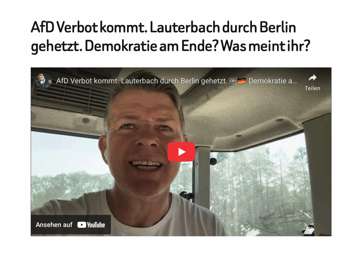 AfD Verbot kommt. Lauterbach durch Berlin gehetzt. Demokratie am Ende? Was meint ihr?