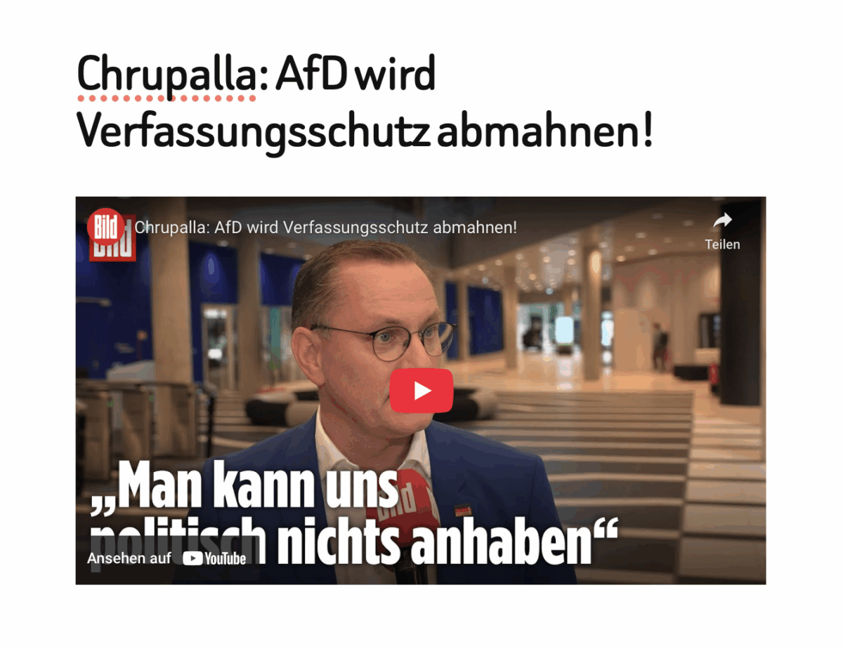 Chrupalla: AfD wird Verfassungsschutz abmahnen!