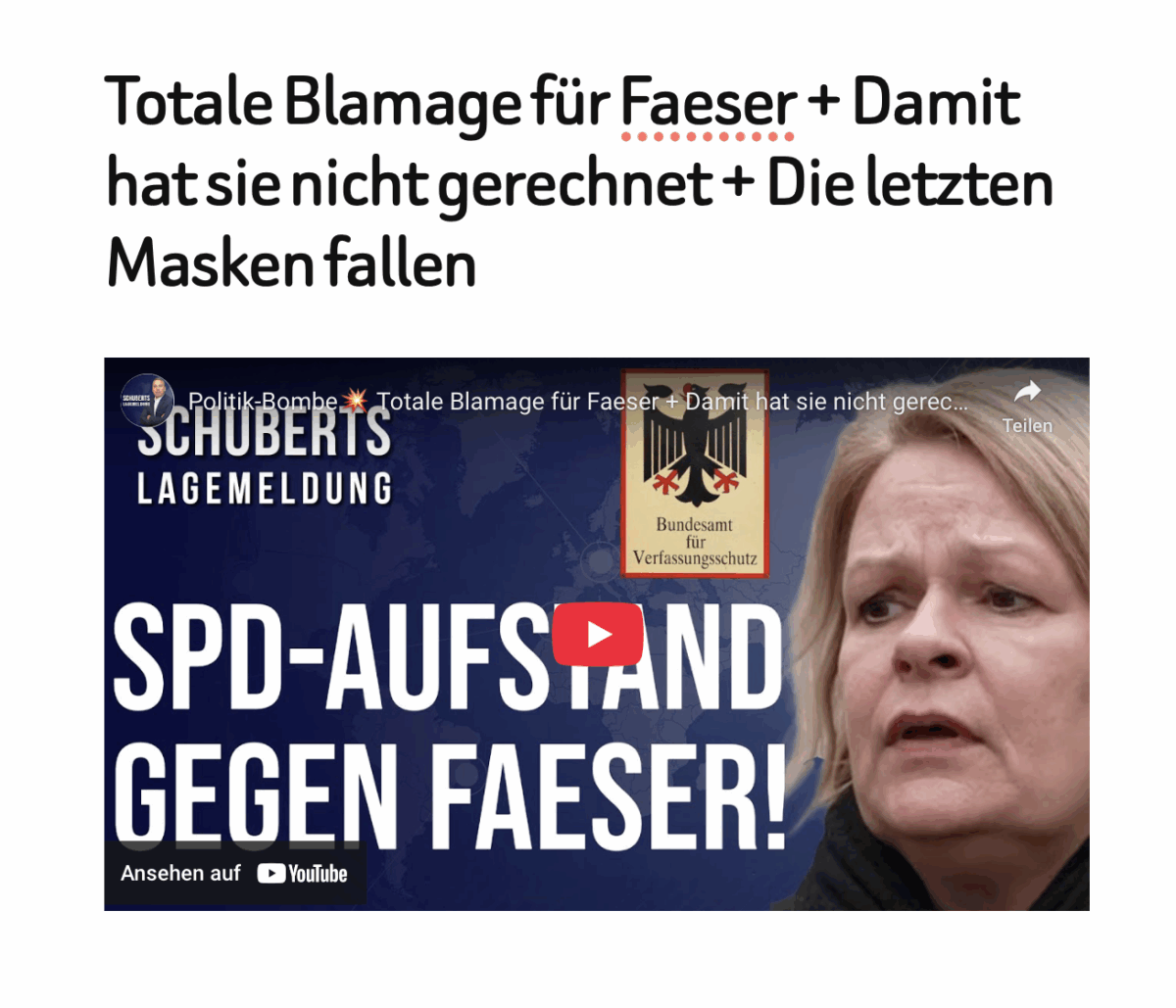 Totale Blamage für Faeser + Damit hat sie nicht gerechnet + Die letzten Masken fallen