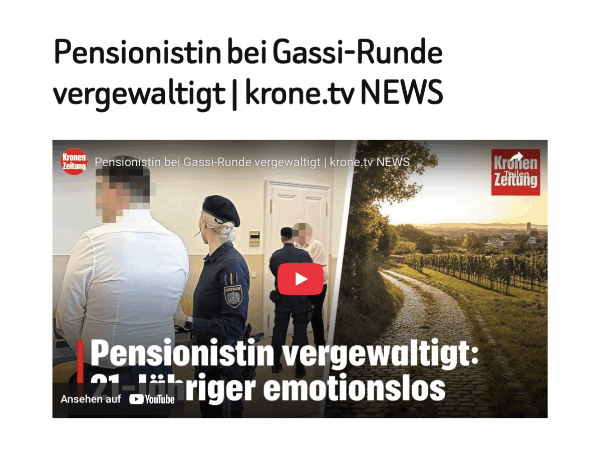 Pensionistin bei Gassi-Runde vergewaltigt | krone.tv NEWS