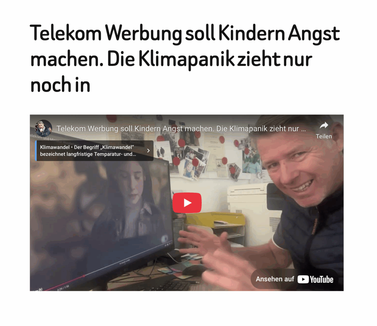 Telekom Werbung soll Kindern Angst machen. Die Klimapanik zieht nur noch in 