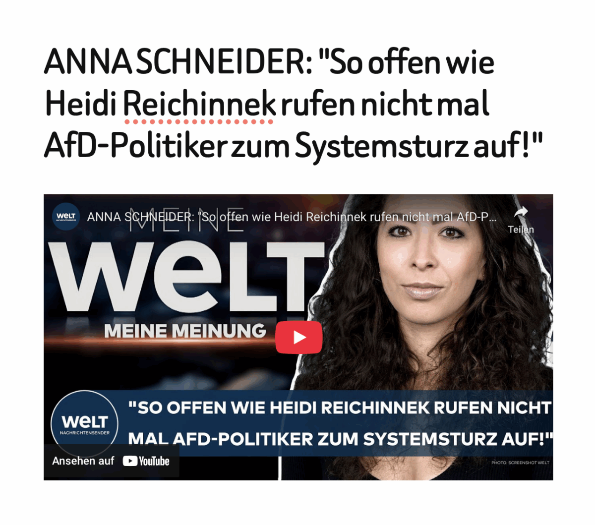ANNA SCHNEIDER: „So offen wie Heidi Reichinnek rufen nicht mal AfD-Politiker zum Systemsturz auf!“