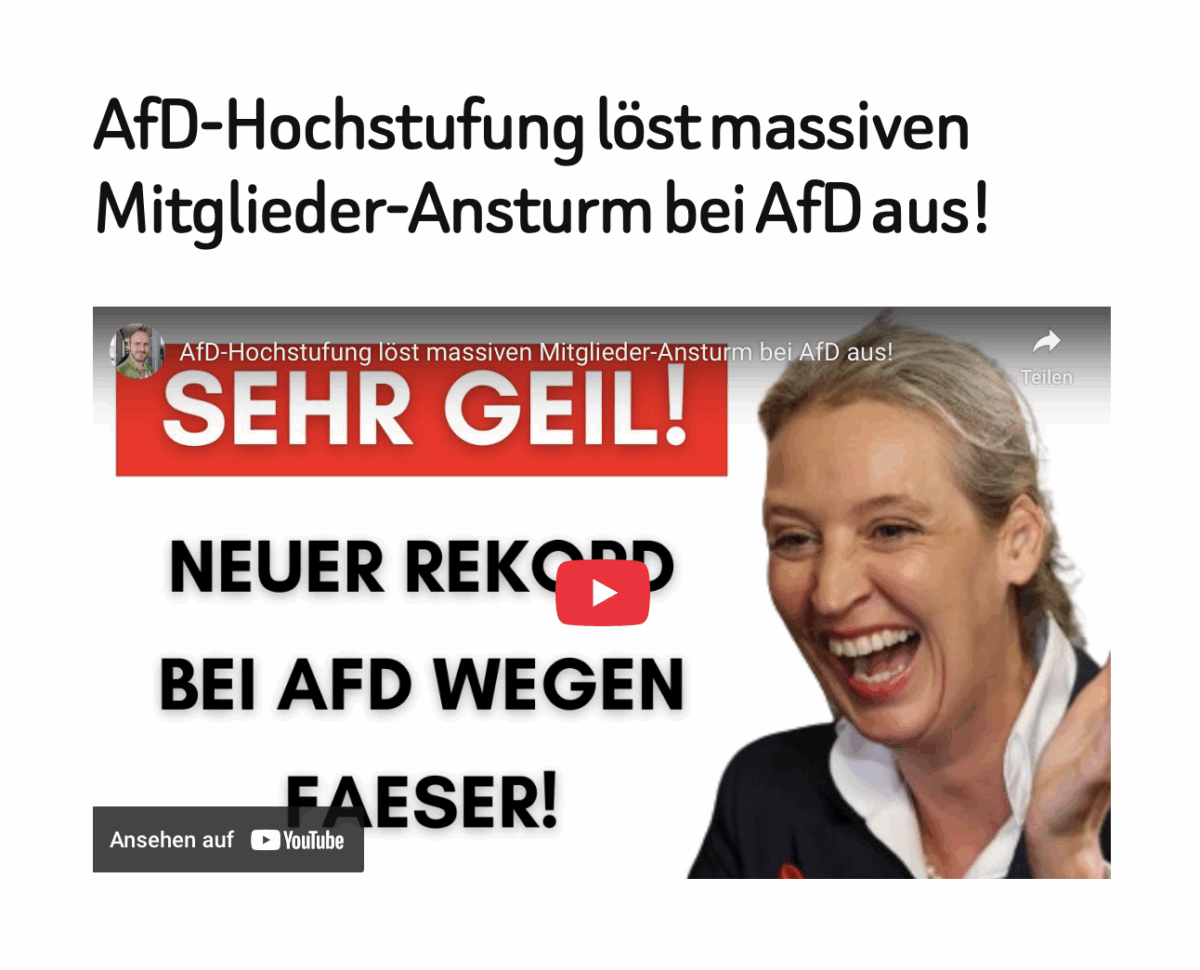 AfD-Hochstufung löst massiven Mitglieder-Ansturm bei AfD aus!