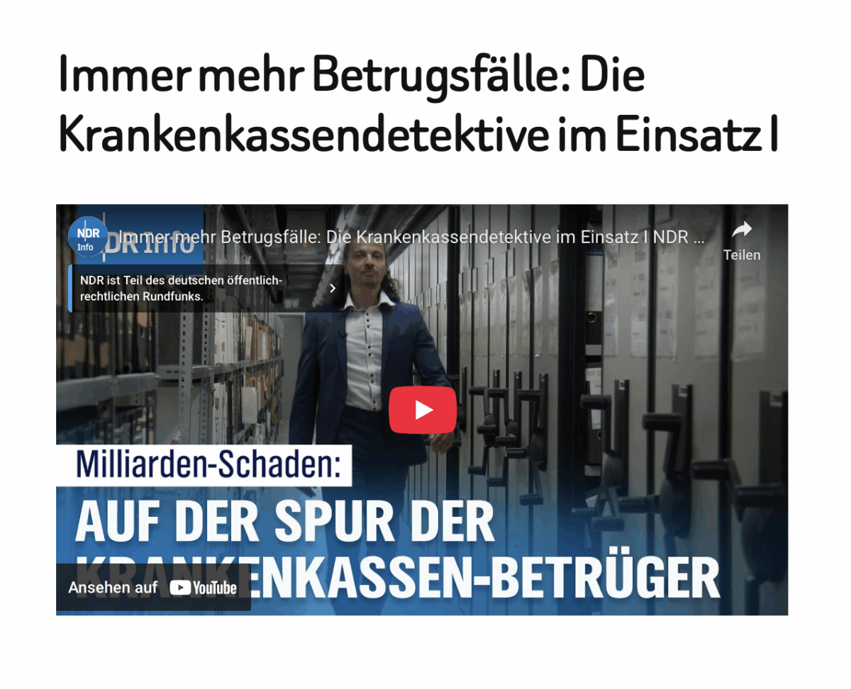 Immer mehr Betrugsfälle: Die Krankenkassendetektive im Einsatz I