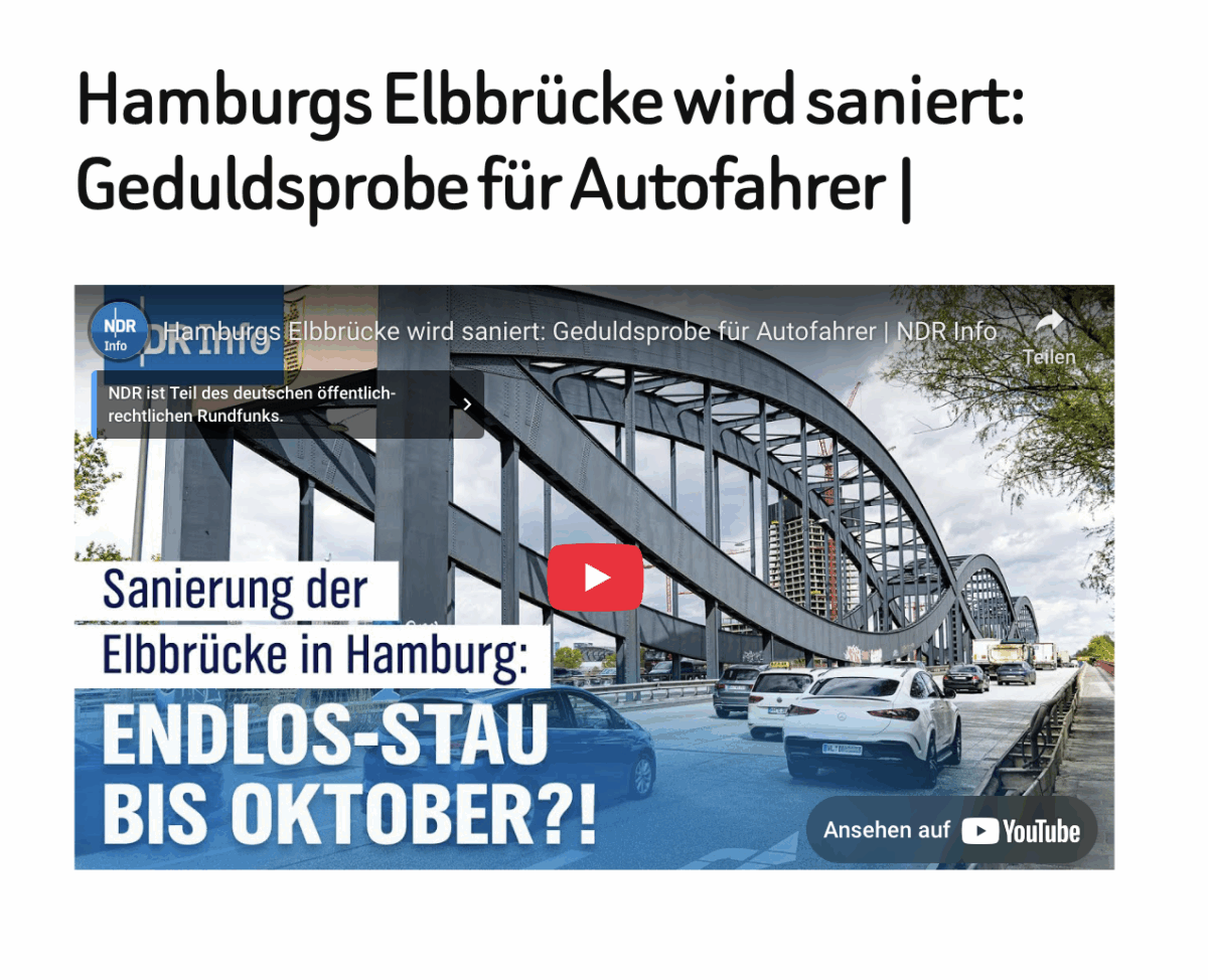 Hamburgs Elbbrücke wird saniert: Geduldsprobe für Autofahrer |