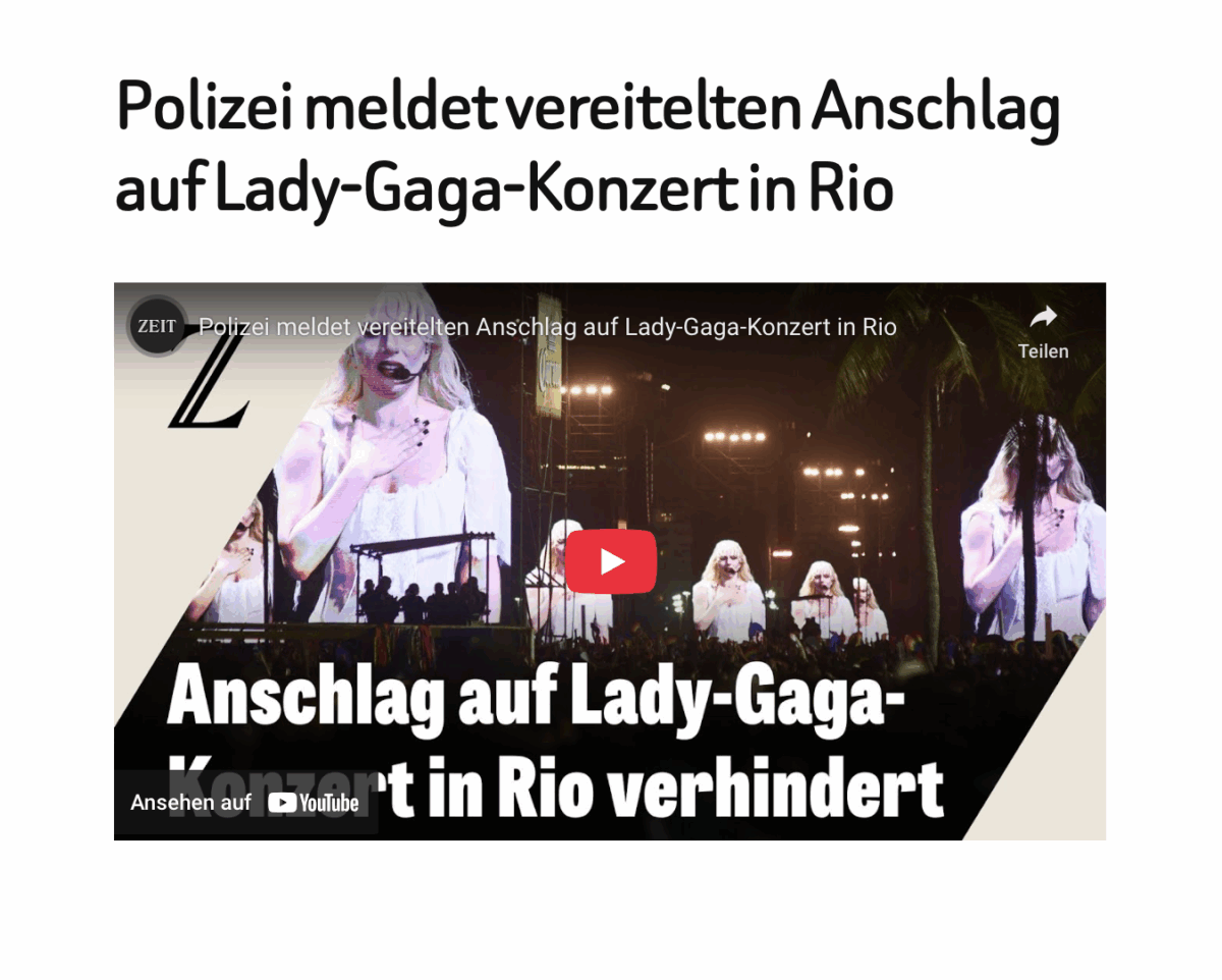 Polizei meldet vereitelten Anschlag auf Lady-Gaga-Konzert in Rio