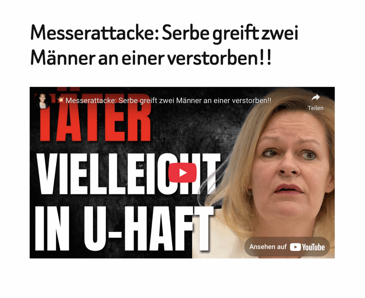 Messerattacke: Serbe greift zwei Männer an einer verstorben!!