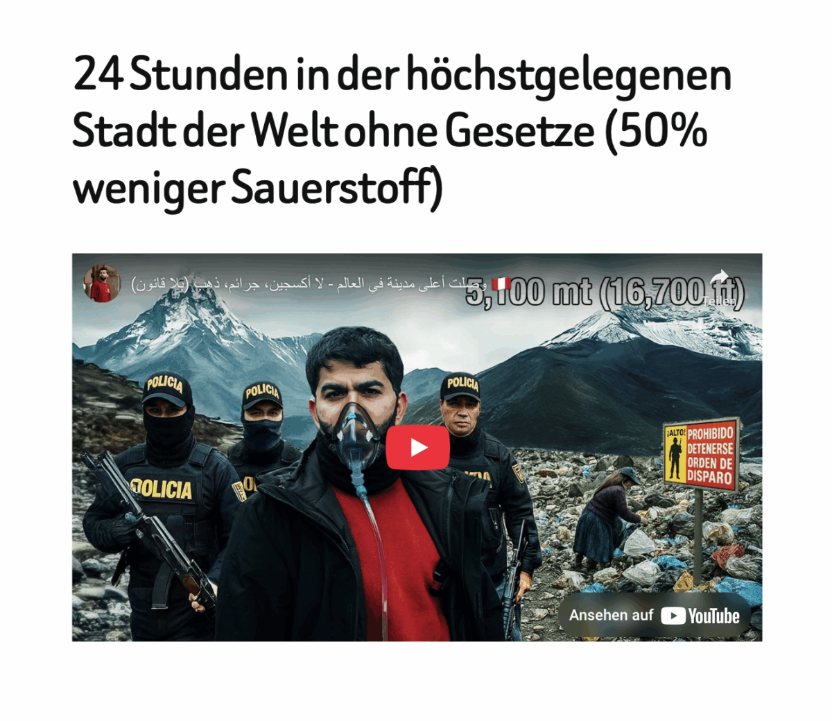 24 Stunden in der höchstgelegenen Stadt der Welt ohne Gesetze (50% weniger Sauerstoff)