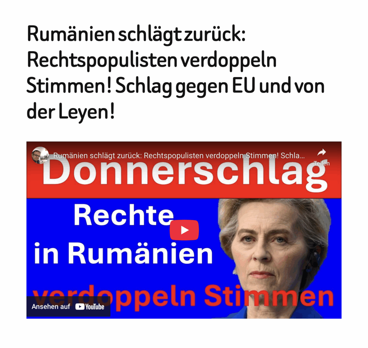 Rumänien schlägt zurück: Rechtspopulisten verdoppeln Stimmen! Schlag gegen EU und von der Leyen!