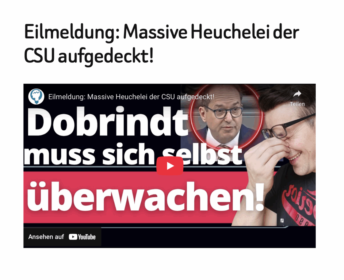 Eilmeldung: Massive Heuchelei der CSU aufgedeckt!