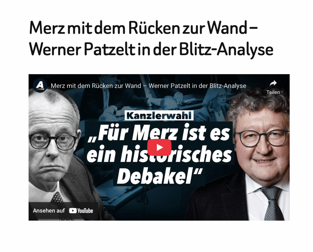 Merz mit dem Rücken zur Wand – Werner Patzelt in der Blitz-Analyse