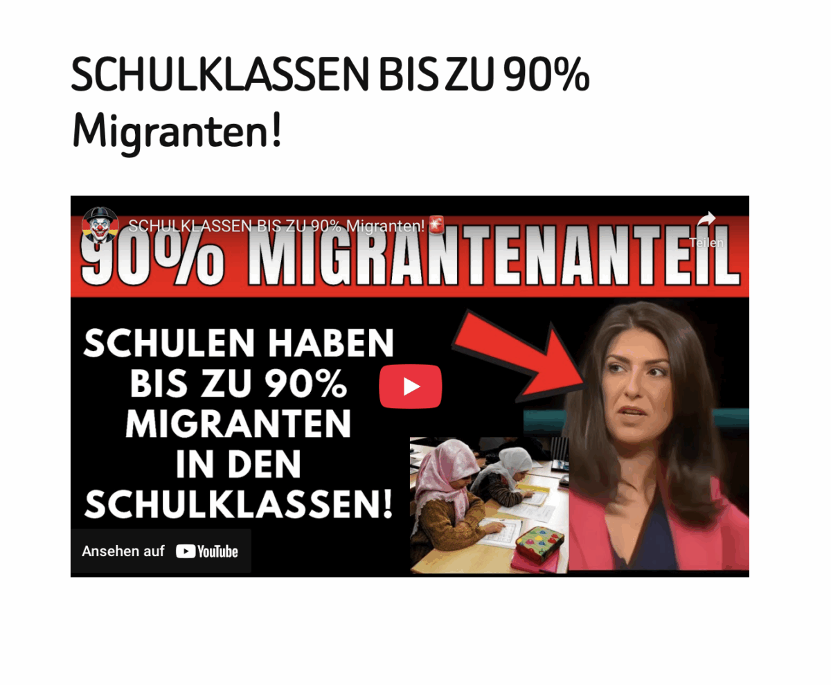SCHULKLASSEN BIS ZU 90% Migranten!