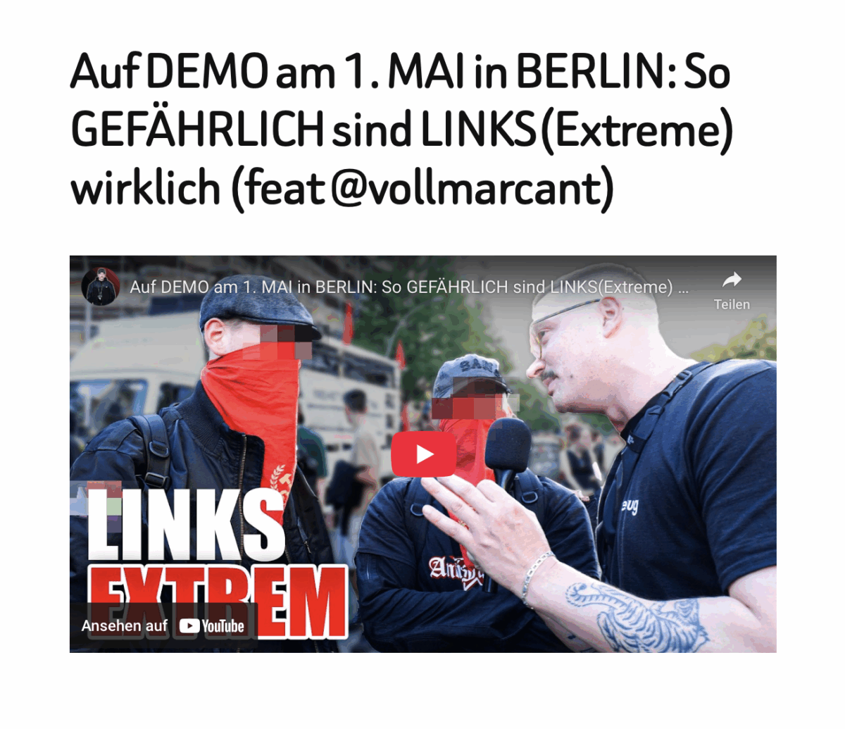 Auf DEMO am 1. MAI in BERLIN: So GEFÄHRLICH sind LINKS(Extreme) wirklich (feat ‪@vollmarcant‬)