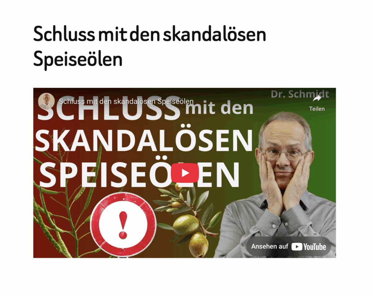 Schluss mit den skandalösen Speiseölen