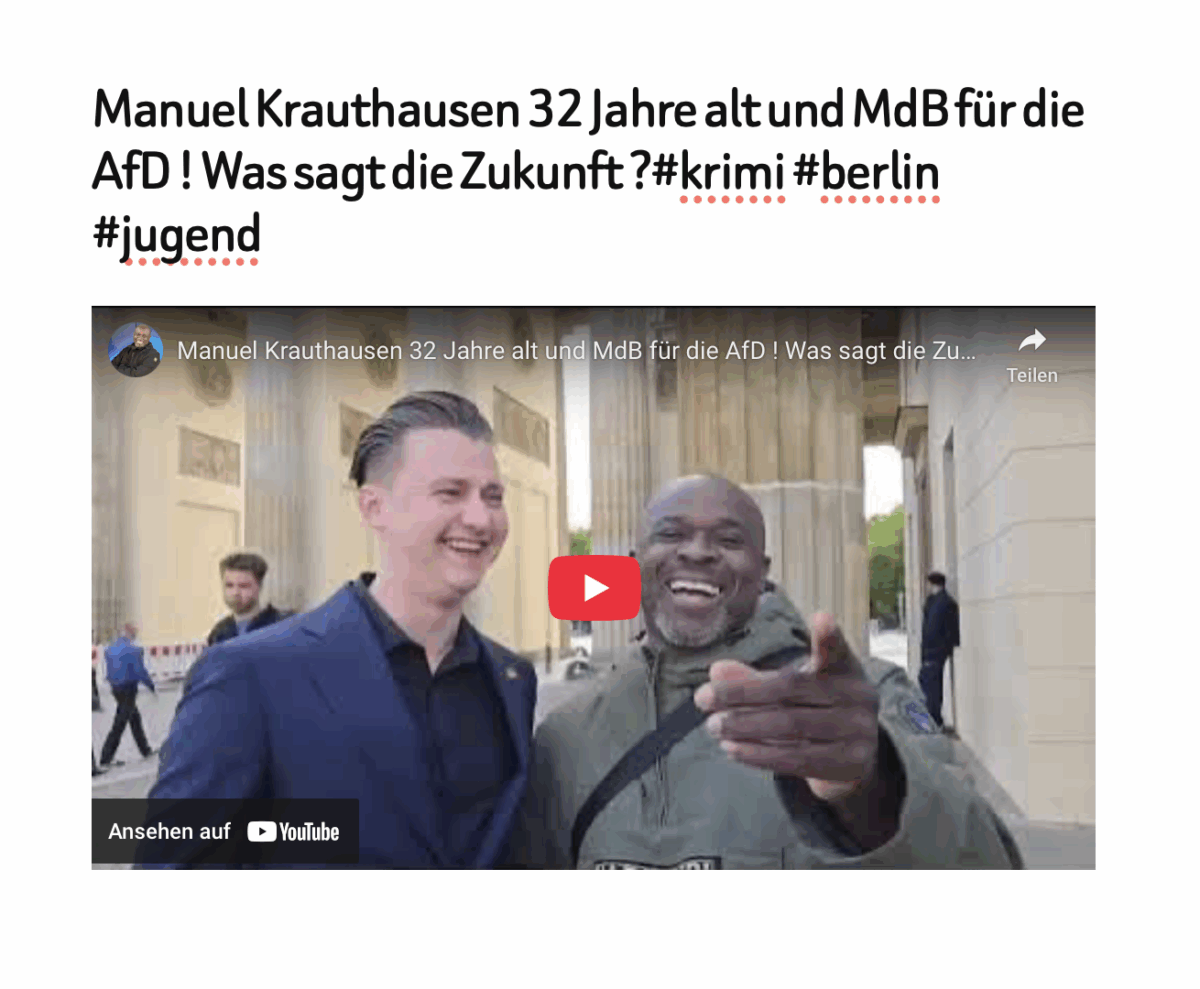 Manuel Krauthausen 32 Jahre alt und MdB für die AfD ! Was sagt die Zukunft ?#krimi #berlin #jugend