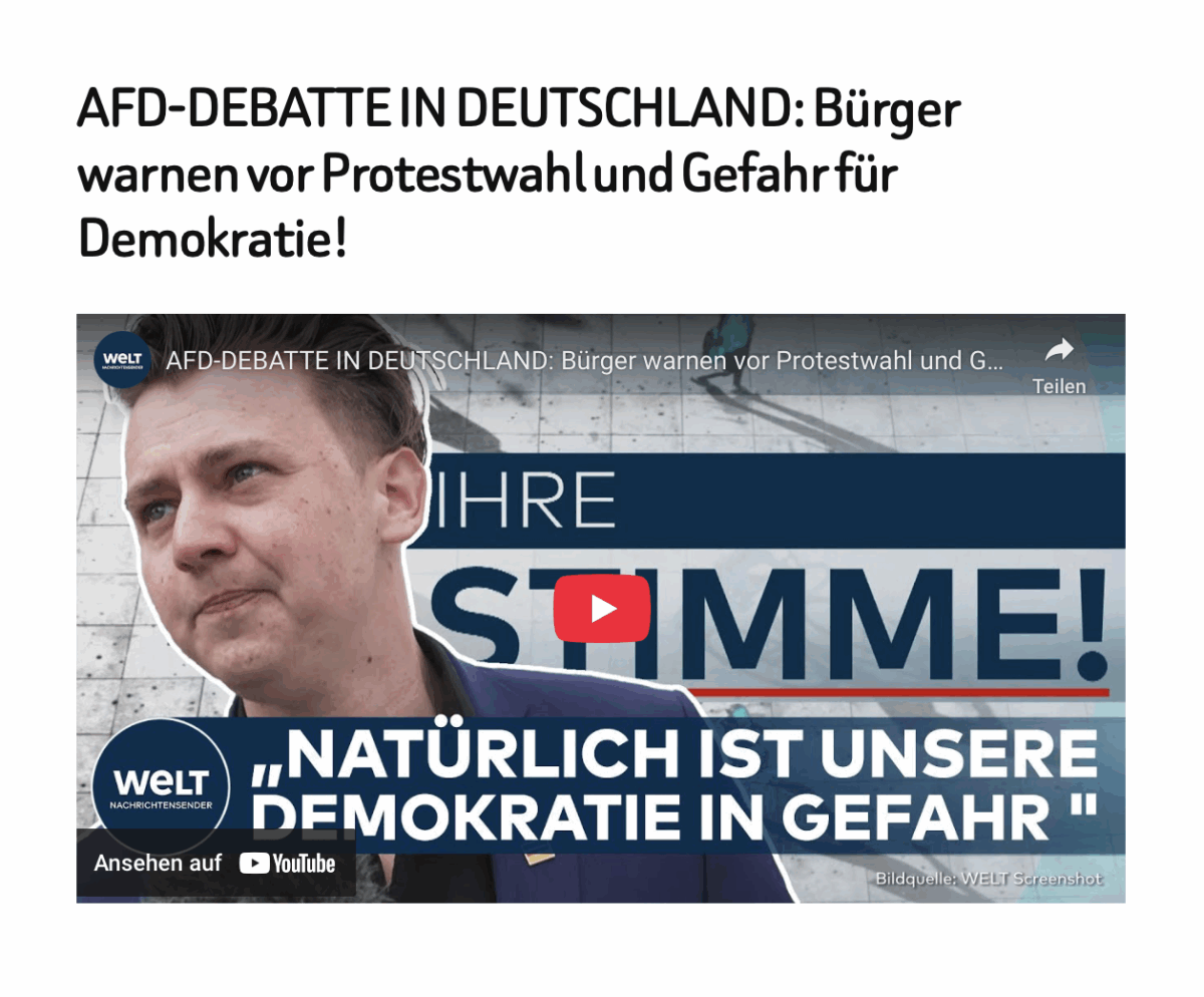 AFD-DEBATTE IN DEUTSCHLAND: Bürger warnen vor Protestwahl und Gefahr für Demokratie!
