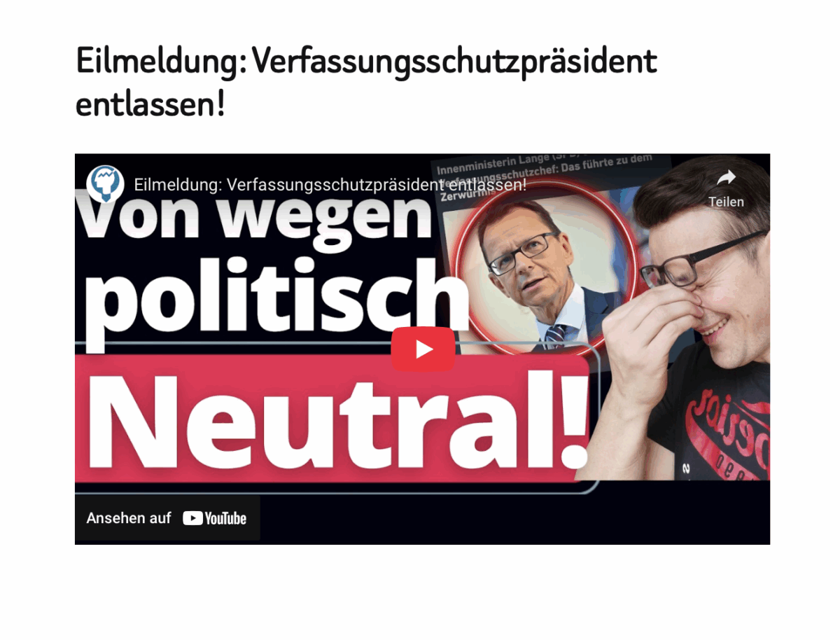 Eilmeldung: Verfassungsschutzpräsident entlassen!