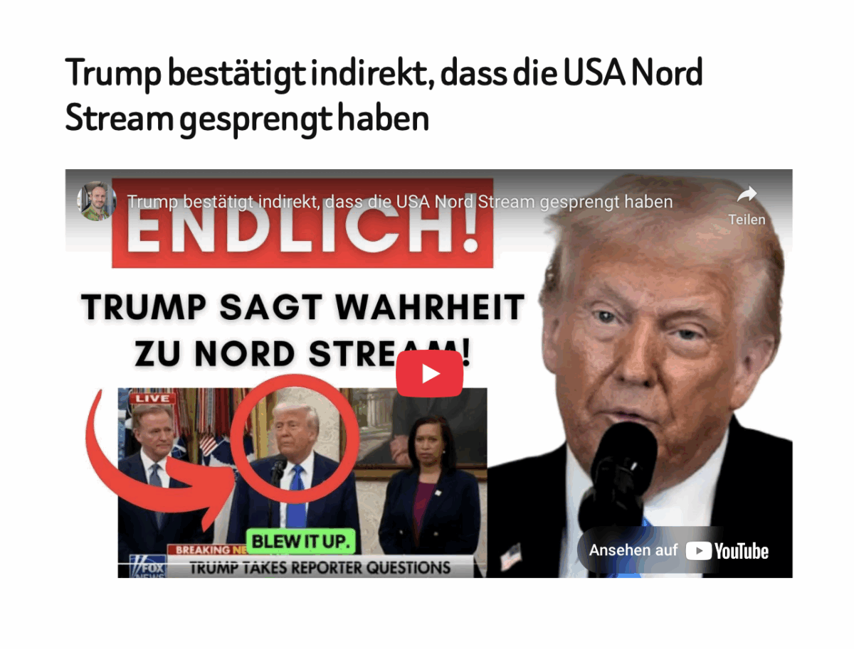 Trump bestätigt indirekt, dass die USA Nord Stream gesprengt haben