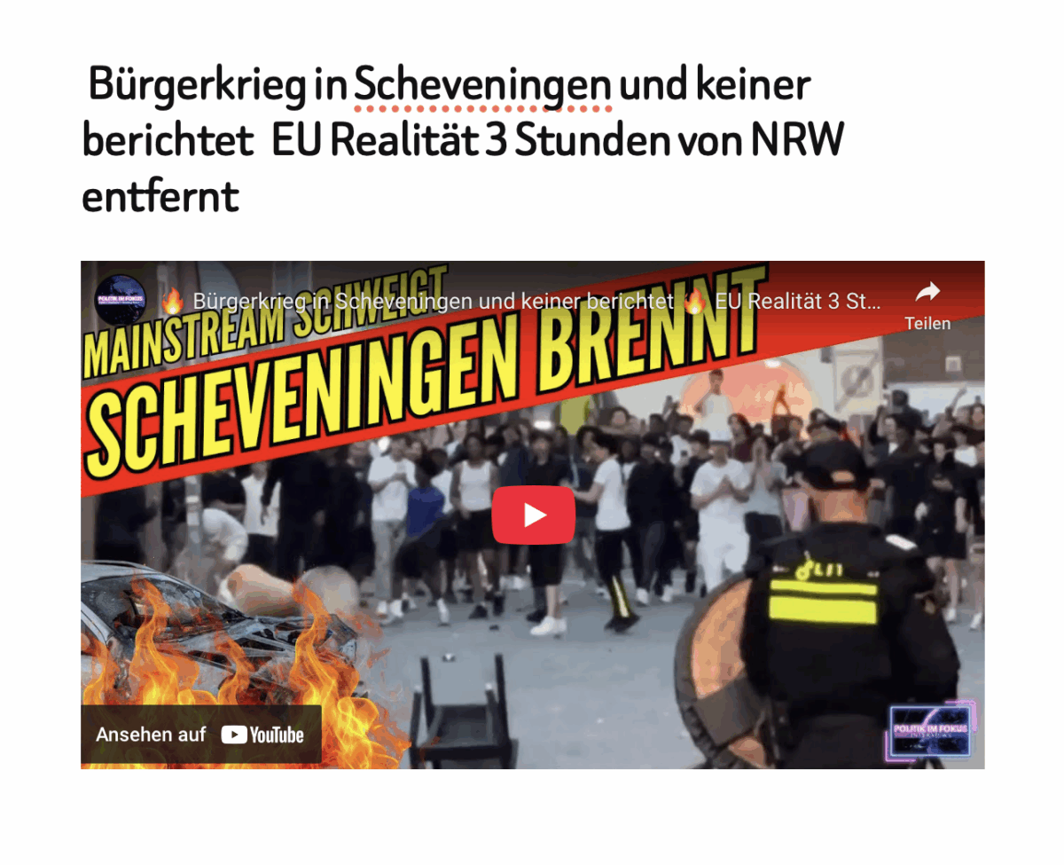  Bürgerkrieg in Scheveningen und keiner berichtet   EU Realität 3 Stunden von NRW entfernt 
