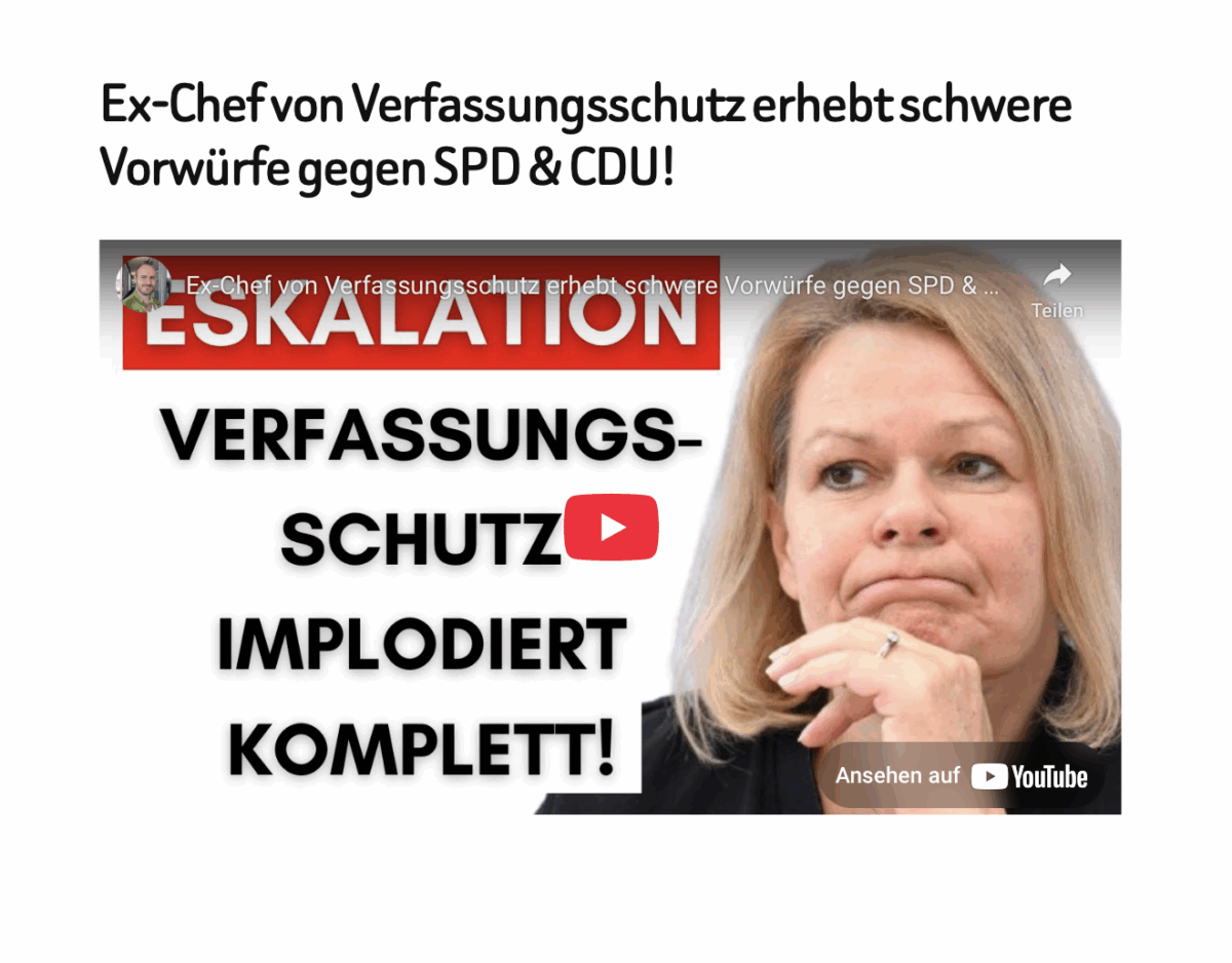 Ex-Chef von Verfassungsschutz erhebt schwere Vorwürfe gegen SPD & CDU!