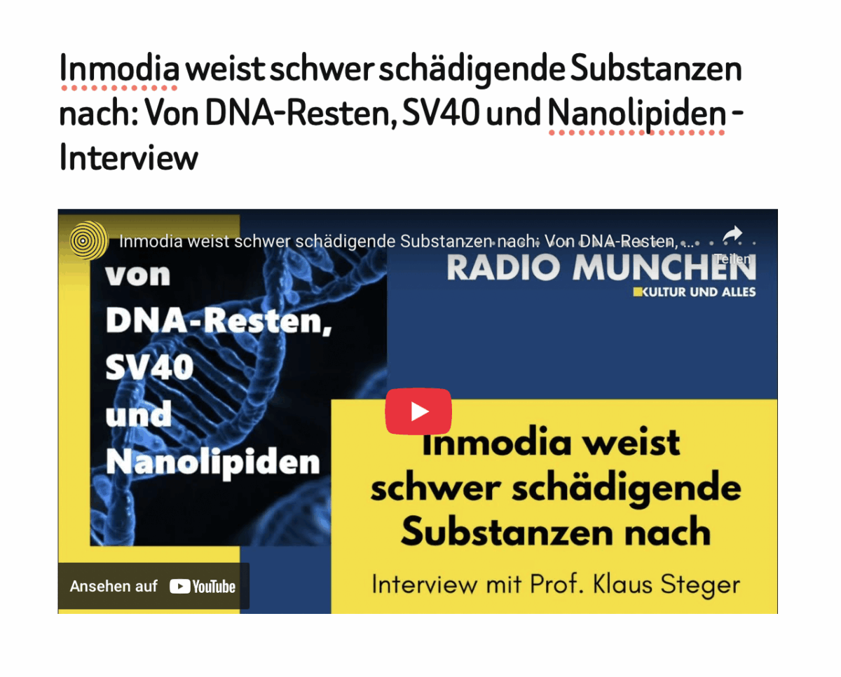 Inmodia weist schwer schädigende Substanzen nach: Von DNA-Resten, SV40 und Nanolipiden – Interview